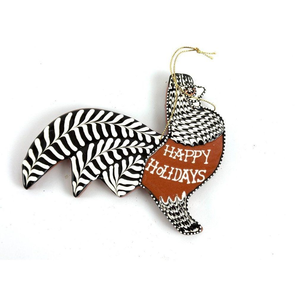 Irma Starr SlipWare Clay‎ Pottery Happy Holidays Chicken/Rooster Ornament